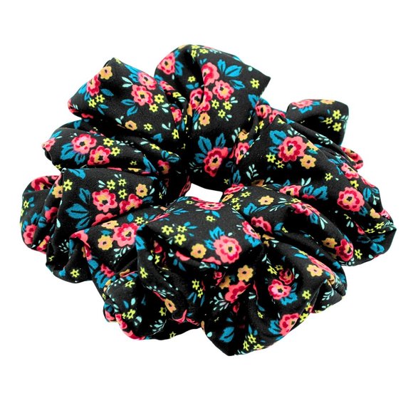 Bohemian Scrunchie, Large Tiny Flower Boho Print Scrunchie - Picture 1 of 3